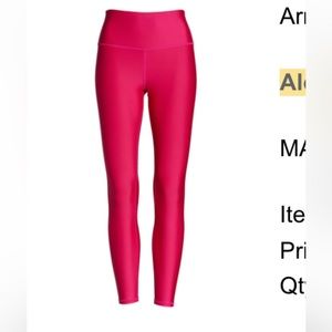Alo airlift leggings, small, magenta crush